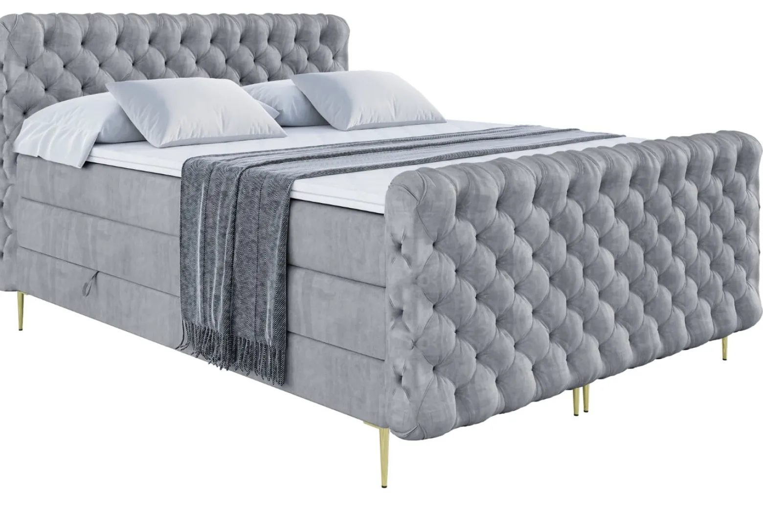 Łóżko kontynentalne - pojemnik, materac, nóżki BOXI8-FZ-Z KING 120x200 cm