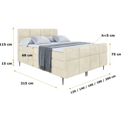 Łóżko kontynentalne - pojemnik, materac, nóżki ARDENI-FC-Z KING 120x200 cm