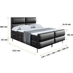Łóżko kontynentalne - pojemnik, materac, nóżki BOXI3-FC-Z 120x200 cm