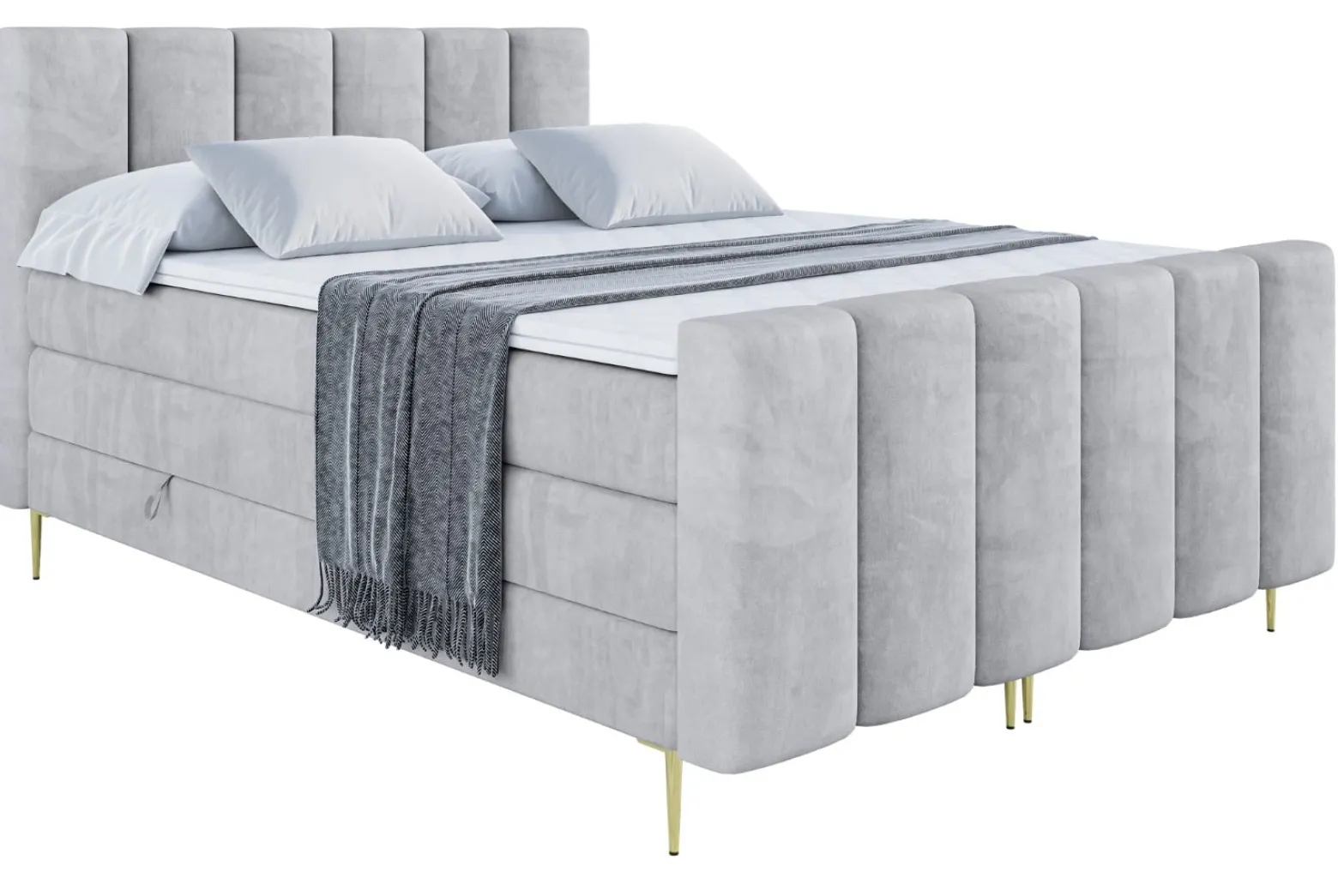 Łóżko kontynentalne - pojemnik, materac, nóżki BOXI1-FZ-Z KING 120x200 cm