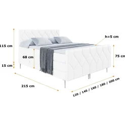 Łóżko kontynentalne - pojemnik, materac, nóżki CATOR-FS-Z KING 120x200 cm