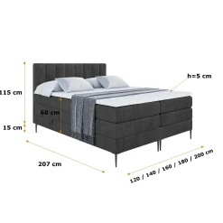 Łóżko kontynentalne - pojemnik, materac, nóżki OTTA-FC KING 120x200cm