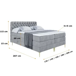 Łóżko kontynentalne - pojemnik, materac, nóżki BOXI8-FZ KING 120x200cm