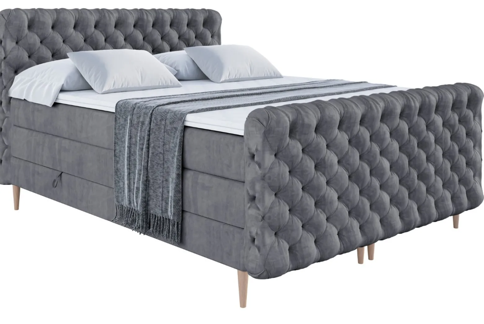 Łóżko kontynentalne - pojemnik, materac, nóżki BOXI8-FD-Z KING 120x200 cm