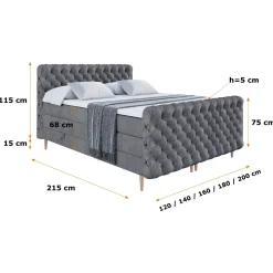 Łóżko kontynentalne - pojemnik, materac, nóżki BOXI8-FD-Z KING 120x200 cm
