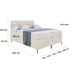 Łóżko kontynentalne - pojemnik, materac, nóżki ARDENI-FC KING 120x200cm