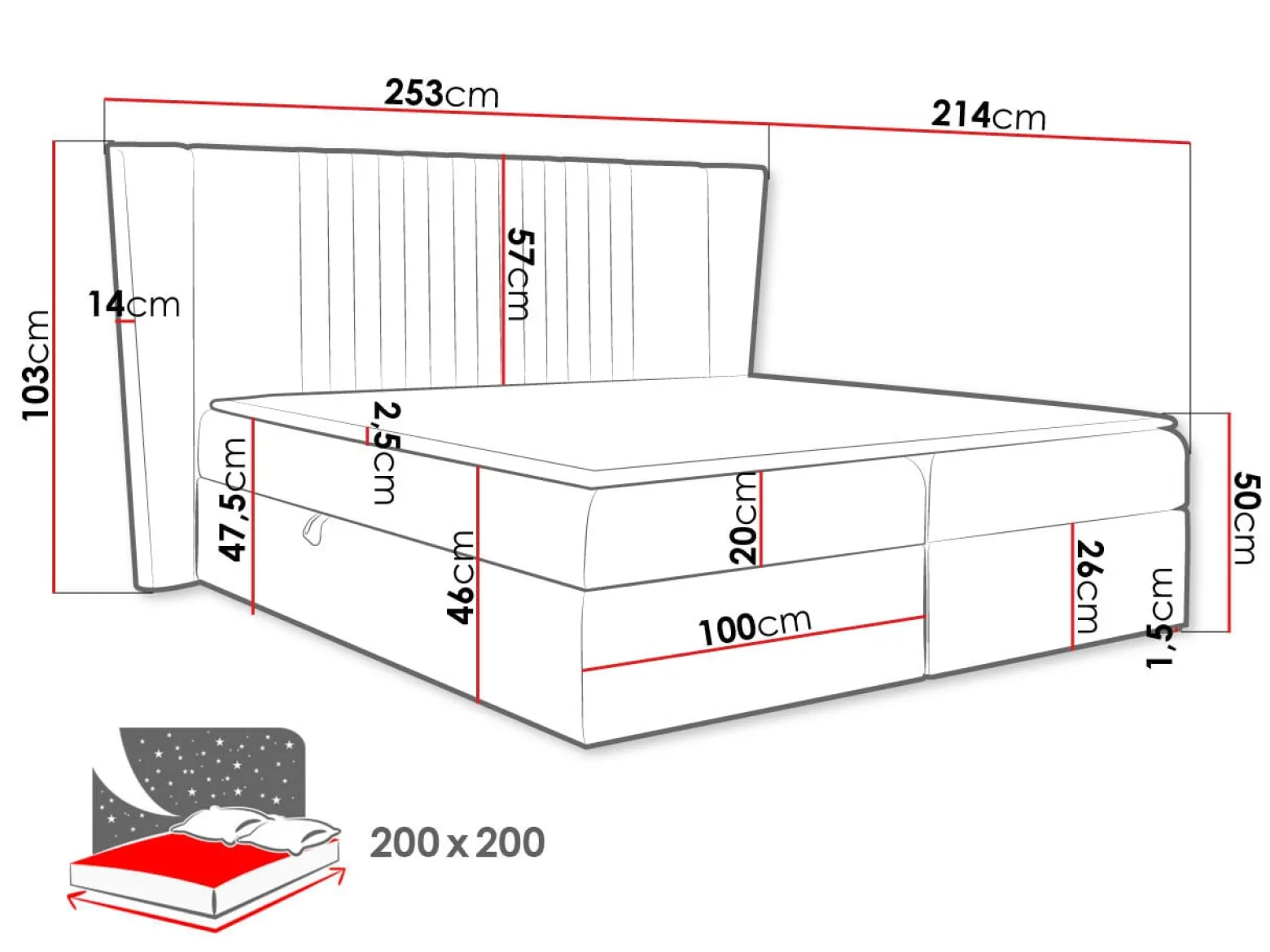 Łóżko kontynentalne Spark 200x200