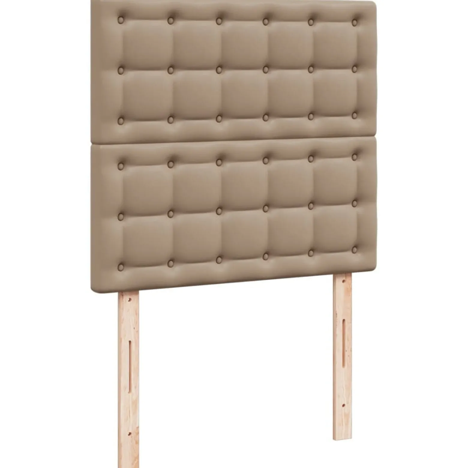 Łóżko Kontynentalne Tapicerowane z Materacem Cappuccino Ekoskóra 90x200