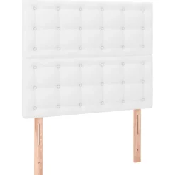 Łóżko Kontynentalne z Materacem Białe Ekoskóra do Sypialni 90x190 cm