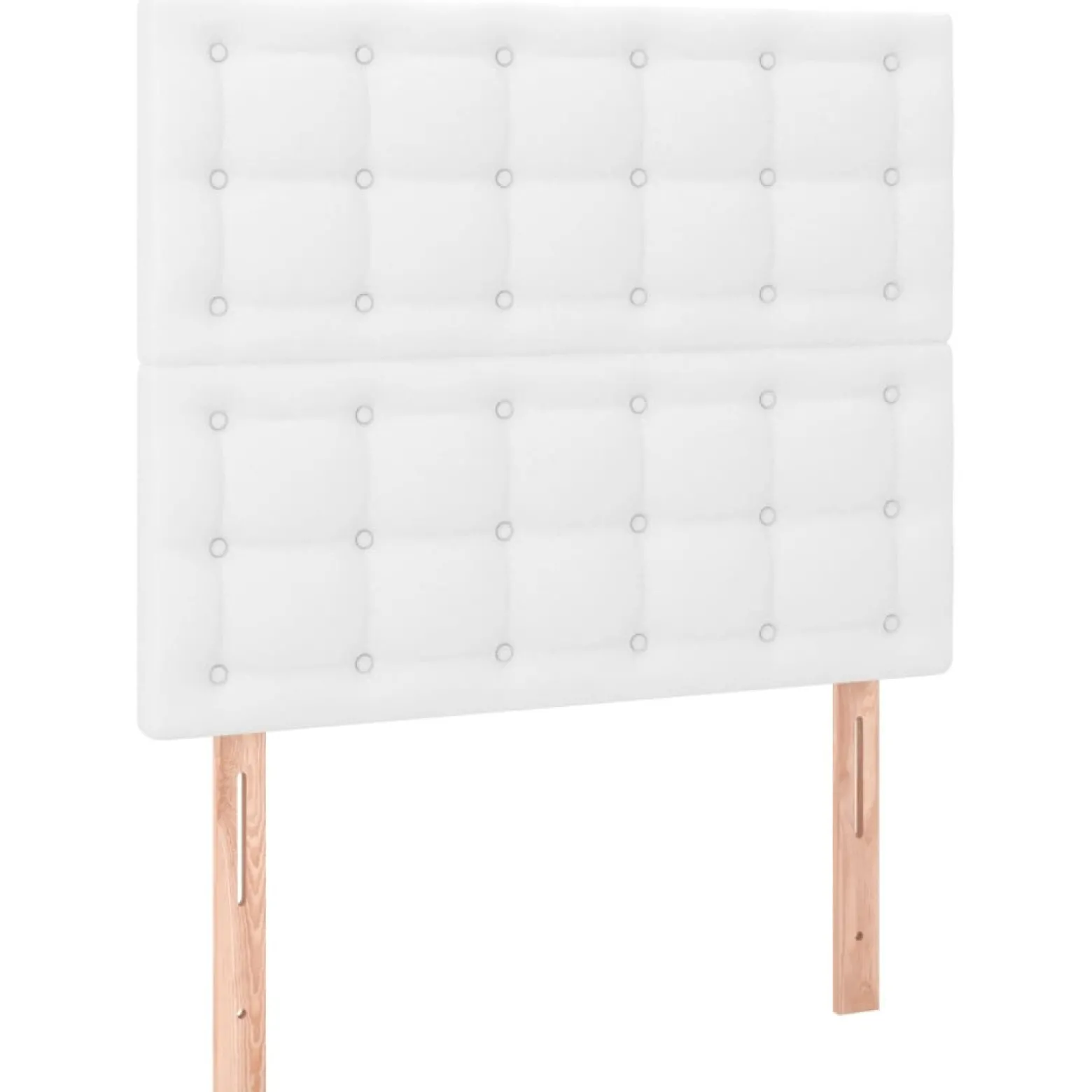 Łóżko Kontynentalne z Materacem Białe Ekoskóra do Sypialni 90x190 cm