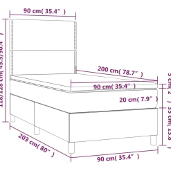 Łóżko kontynentalne z materacem taupe tkanina 90x200 cm