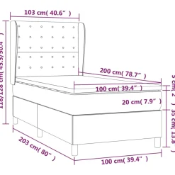 Łóżko Kontynentalne z Materacem Białe Ekoskóra do Sypialni 100x200 cm