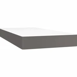 Łóżko kontynentalne z materacem szare ekoskóra 90x200 cm