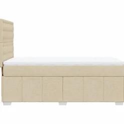 Łóżko Kontynentalne z Materacem Kremowe Do Sypialni Pokoju 100x200 cm