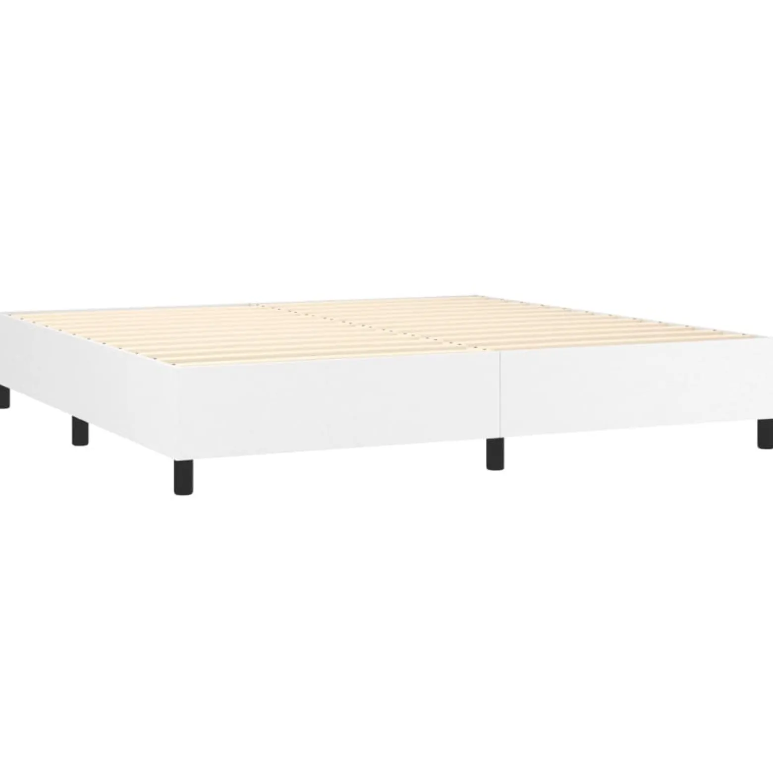 Łóżko Kontynentalne z Materacem Białe Ekoskóra do Sypialni 200x200 cm