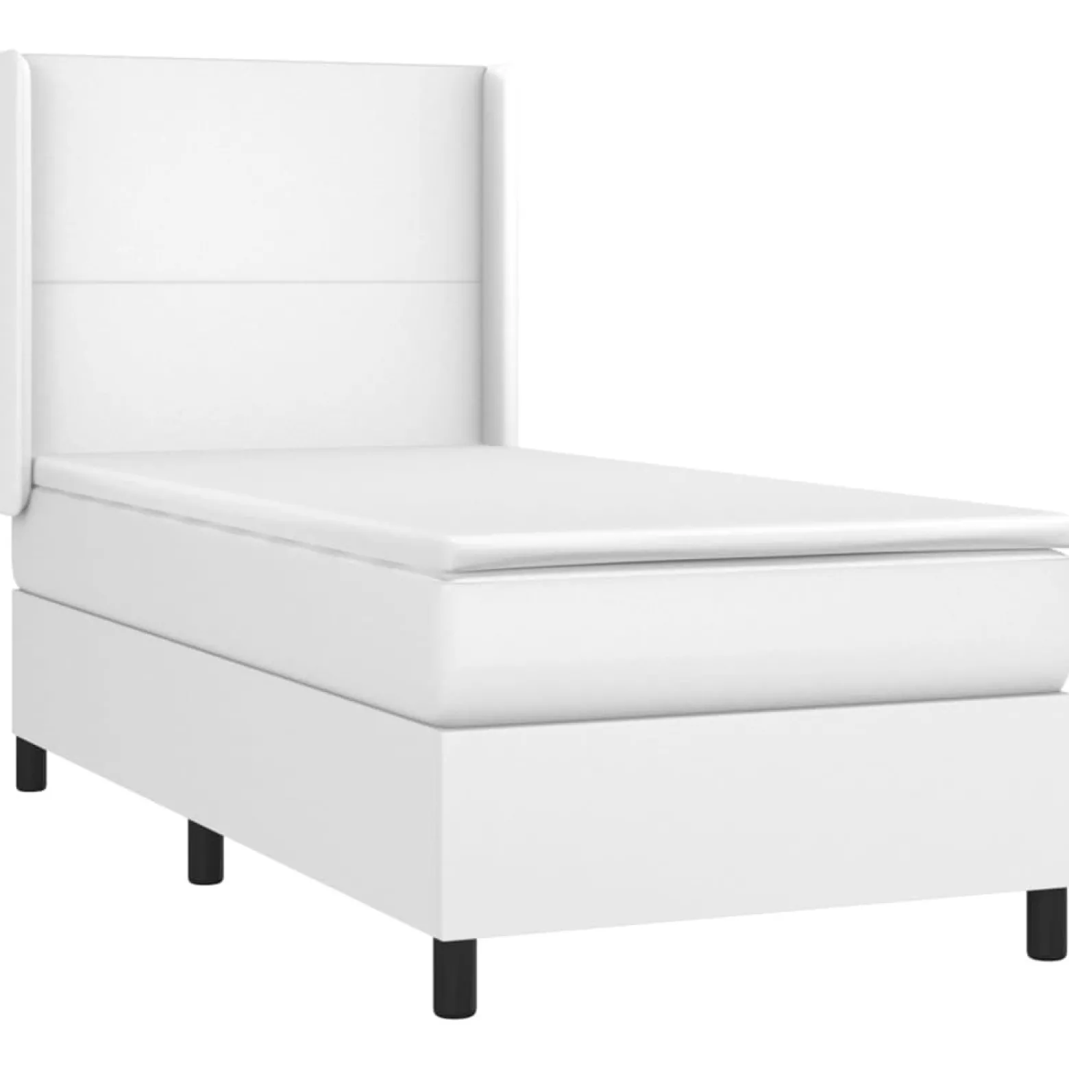 Łóżko kontynentalne z materacem białe ekoskóra 80x200 cm