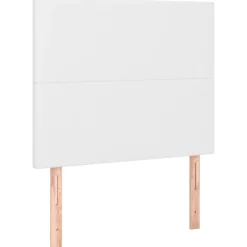 Łóżko kontynentalne z materacem białe ekoskóra 80x200 cm