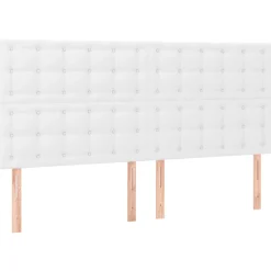 Łóżko Kontynentalne z Materacem Białe Ekoskóra do Sypialni 200x200 cm