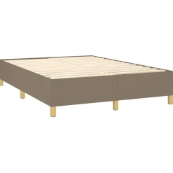 Łóżko kontynentalne z materacem taupe tkanina 140x200 cm