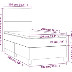 Łóżko kontynentalne z materacem taupe tkanina 100x200 cm