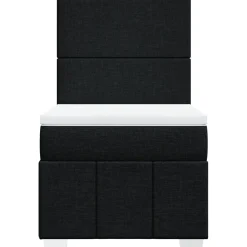 Łóżko kontynentalne z materacem, czarne, tkanina, 80x200 cm