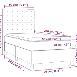 Łóżko kontynentalne z materacem niebieskie 90x200 cm tkanina