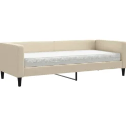 Łóżko kontynentalne z materacem kremowe do sypialni pokoju 80x200 cm