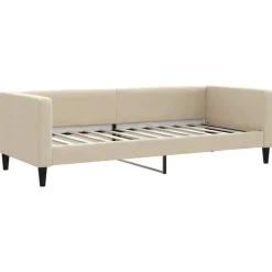 Łóżko kontynentalne z materacem kremowe do sypialni pokoju 80x200 cm