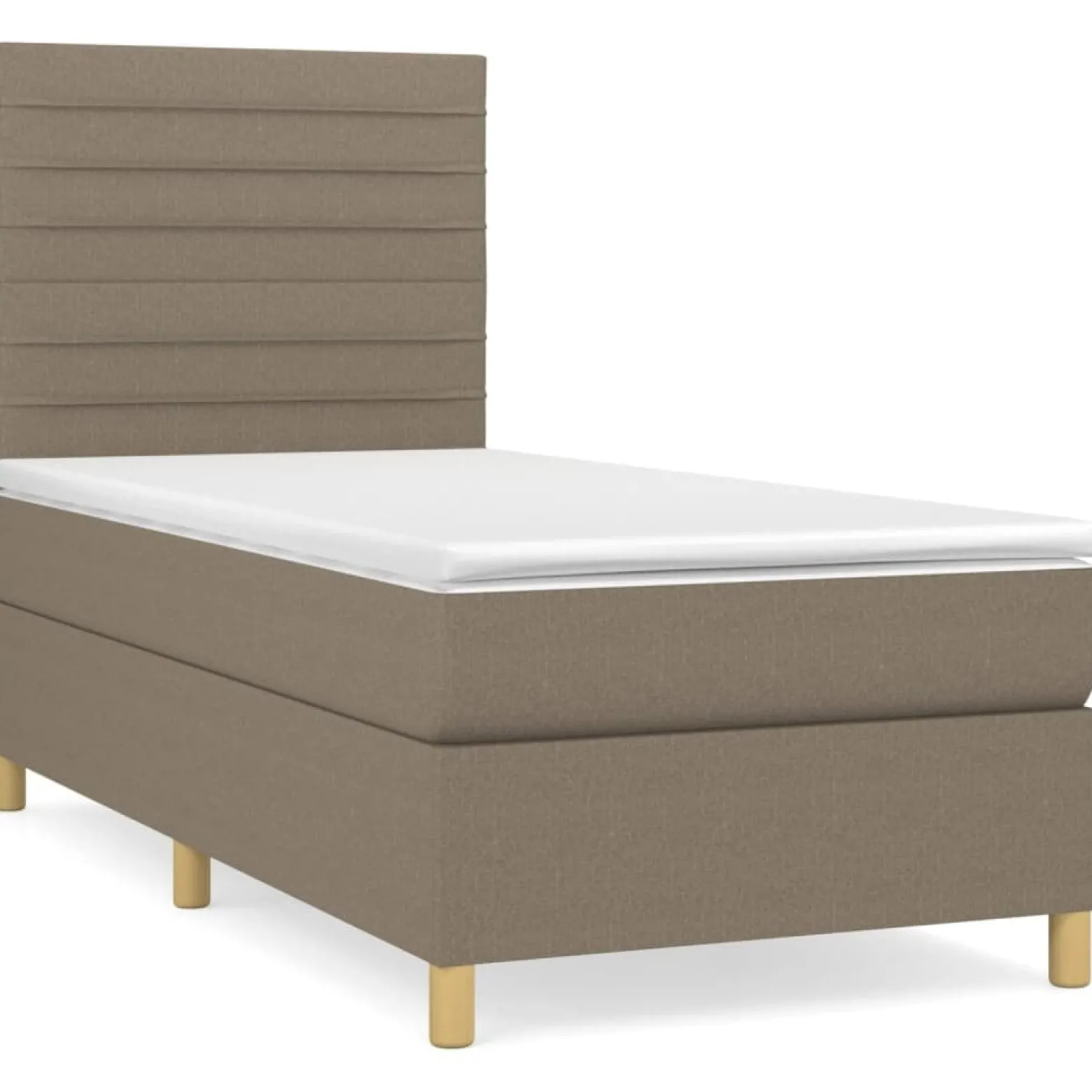 Łóżko kontynentalne z materacem taupe tkanina 80x200 cm
