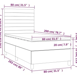 Łóżko kontynentalne z materacem taupe tkanina 80x200 cm