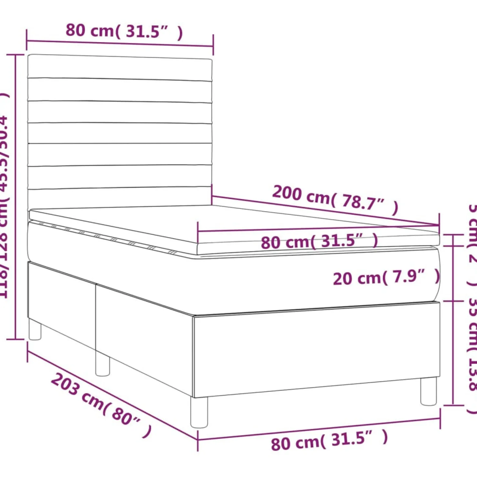 Łóżko kontynentalne z materacem taupe tkanina 80x200 cm