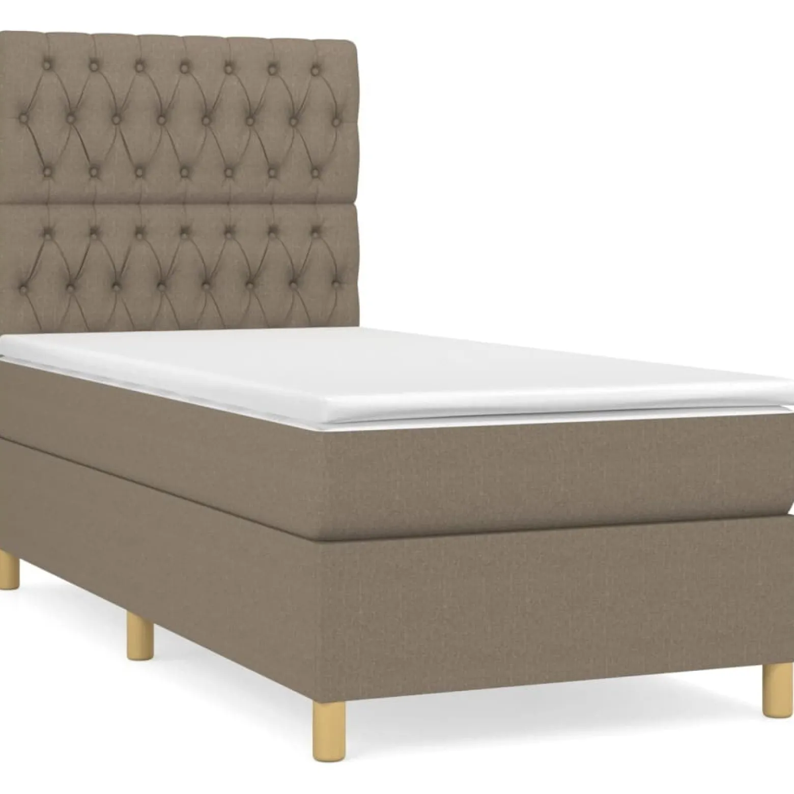 Łóżko kontynentalne z materacem taupe tkanina 90x190 cm