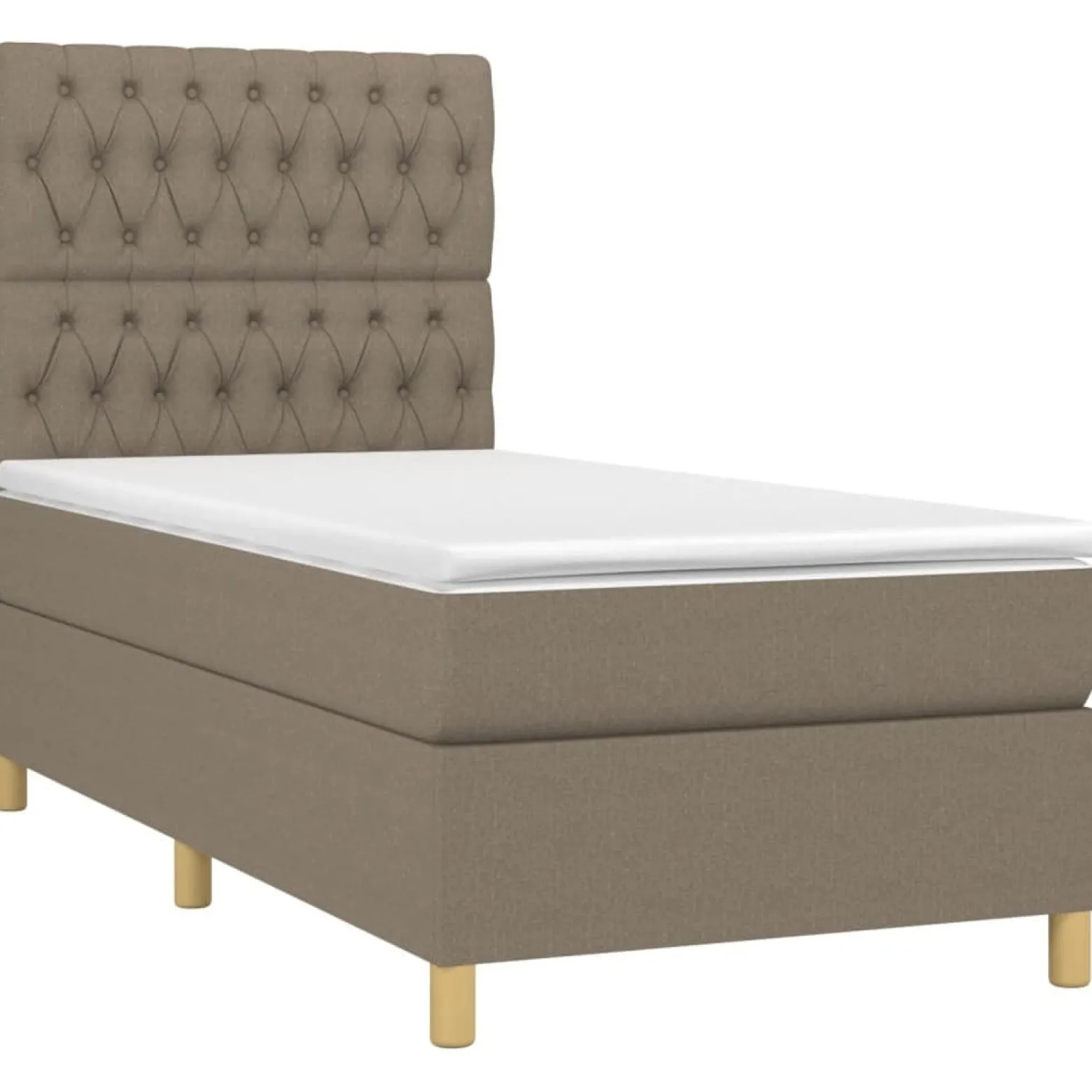 Łóżko kontynentalne z materacem taupe tkanina 90x190 cm