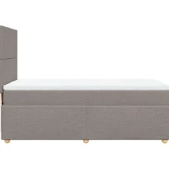 Łóżko kontynentalne z materacem, taupe, tkanina, 100x200 cm