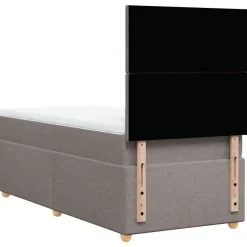 Łóżko kontynentalne z materacem, taupe, tkanina, 100x200 cm