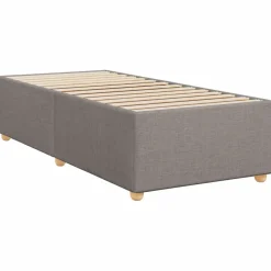 Łóżko kontynentalne z materacem, taupe, tkanina, 100x200 cm