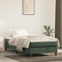 Łóżko kontynentalne z materacem zielone aksamit 80x200 cm