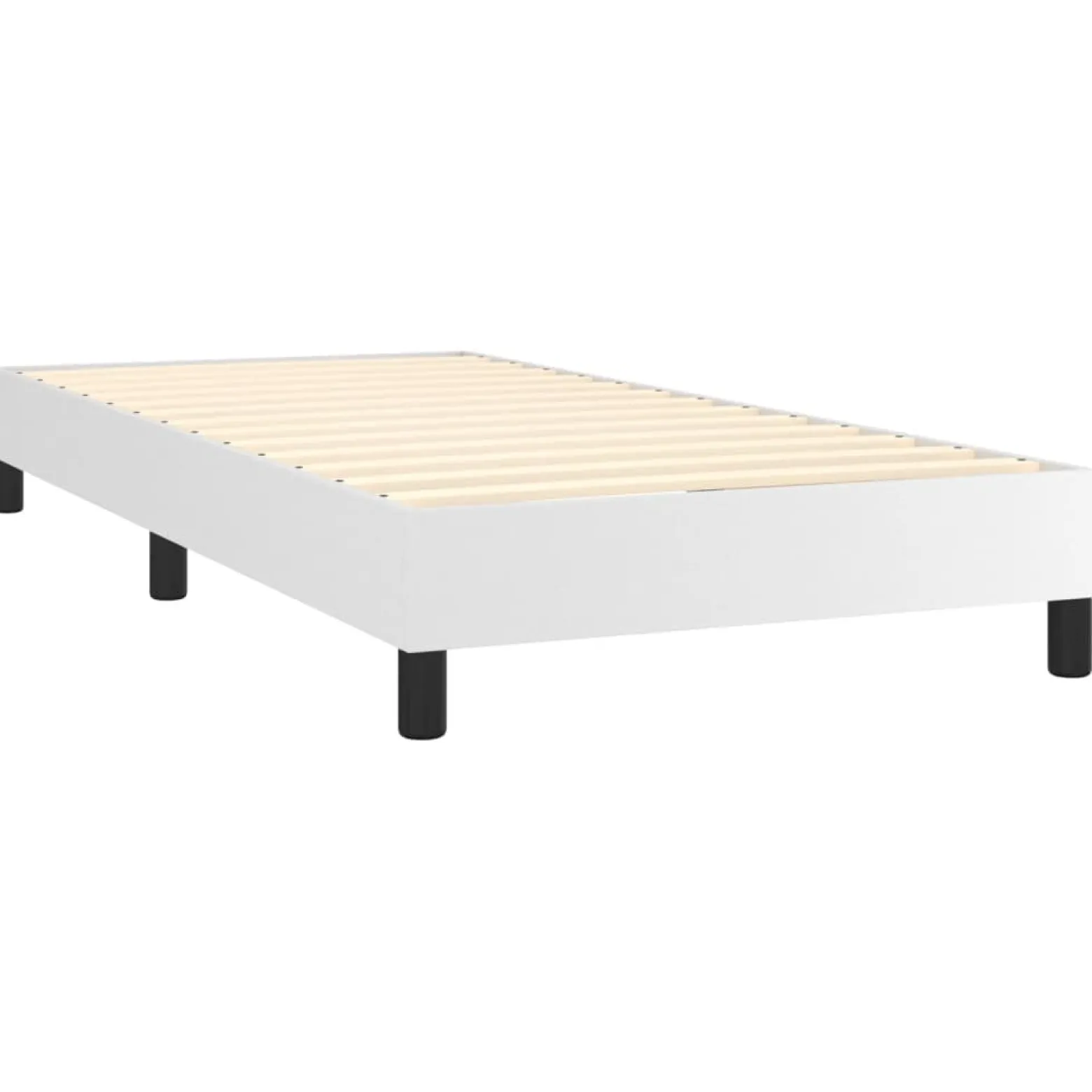 Łóżko kontynentalne z materacem białe ekoskóra 90x200 cm