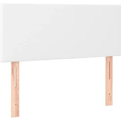Łóżko kontynentalne z materacem białe ekoskóra 90x200 cm