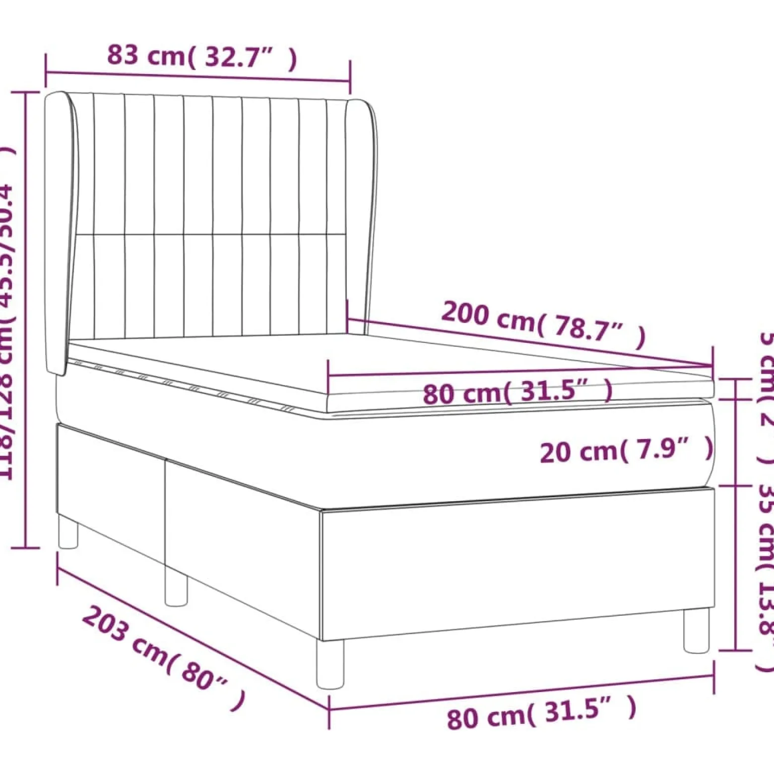 Łóżko kontynentalne z materacem jasnoszare aksamit 80x200 cm