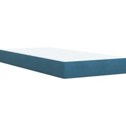 Łóżko kontynentalne z materacem niebieskie 90x200 cm aksamit