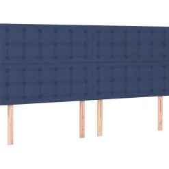 Łóżko kontynentalne z materacem, niebieskie, tkanina, 160x200cm