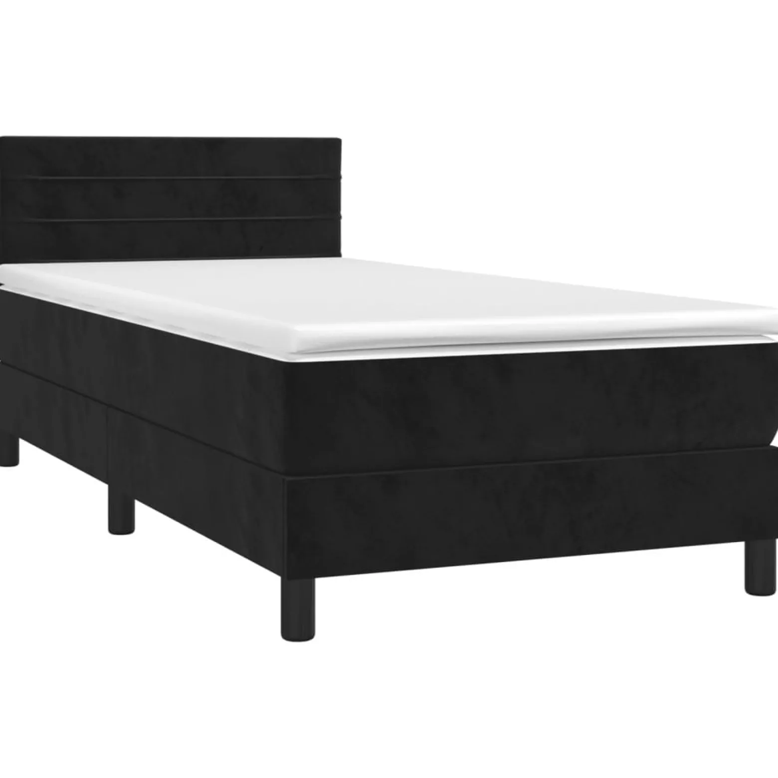Łóżko kontynentalne z materacem i LED czarny aksamit 90x200