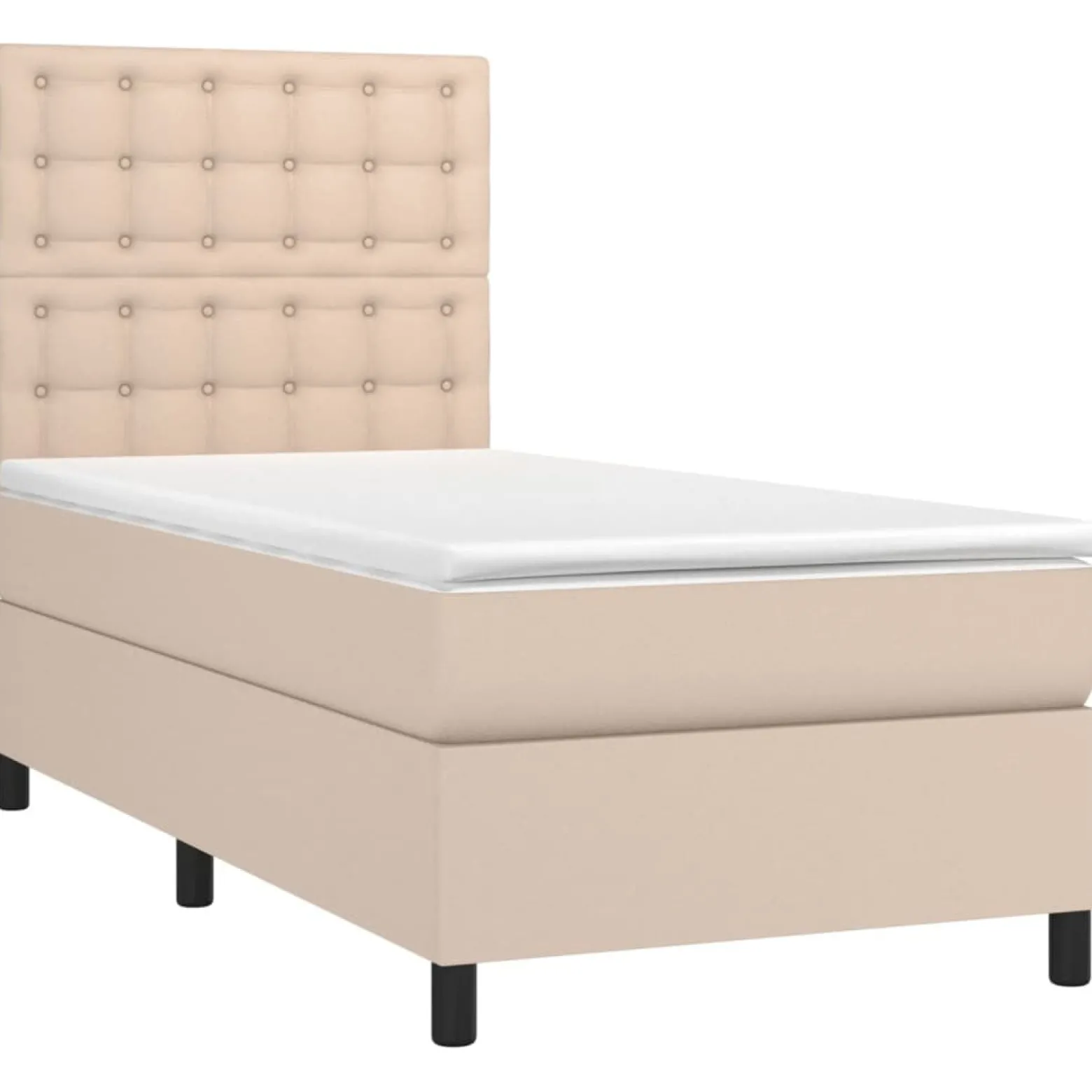 Łóżko kontynentalne z materacem cappuccino ekoskóra 90x200