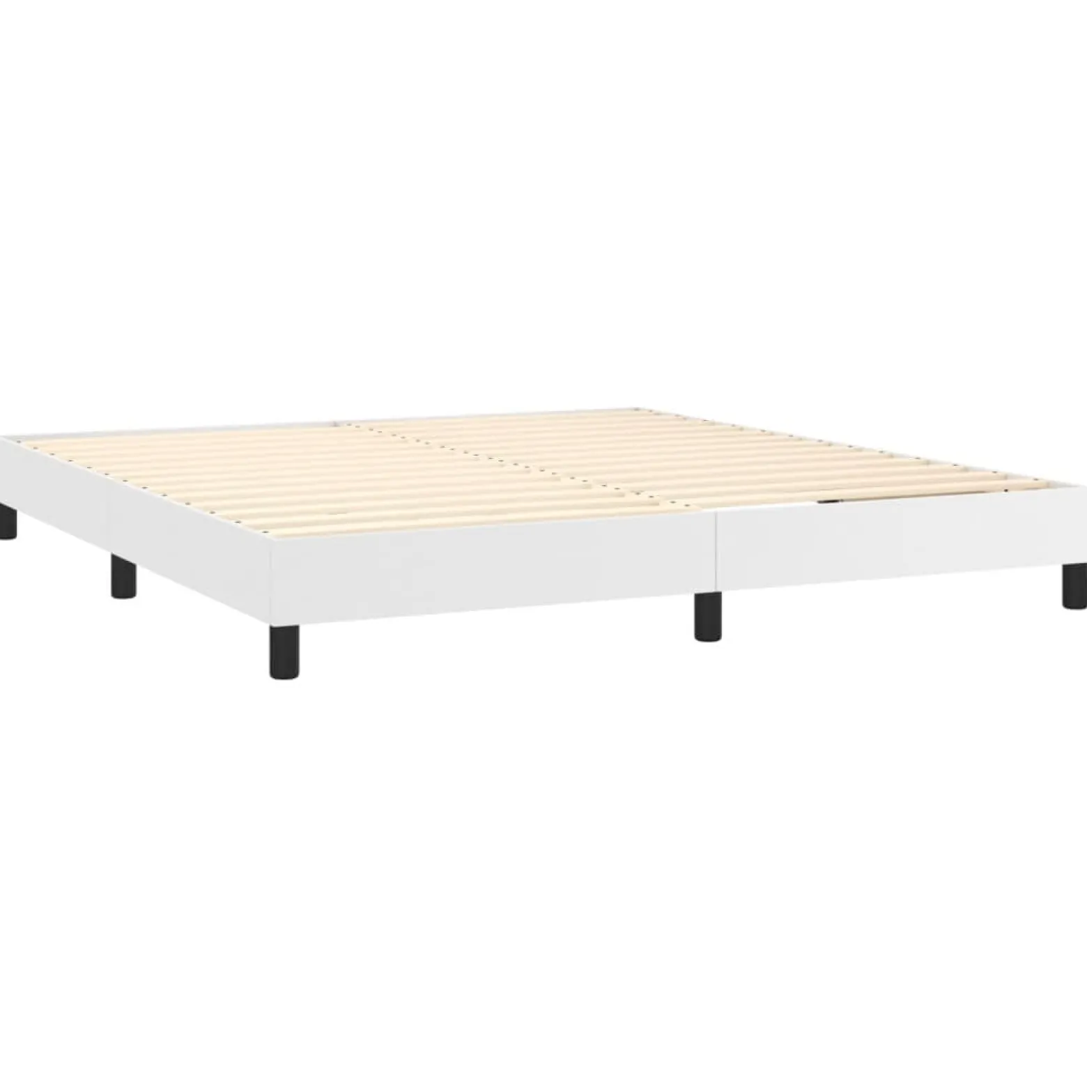Łóżko Kontynentalne z Materacem Białe Ekoskóra do Sypialni 180x200 cm