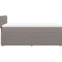 Łóżko kontynentalne z materacem taupe tkanina 80x200 cm