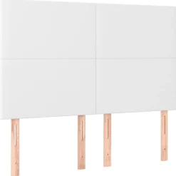 Łóżko kontynentalne z materacem białe ekoskóra 140x200 cm
