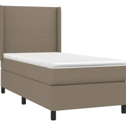 Łóżko kontynentalne z materacem, taupe, tkanina, 80x200 cm