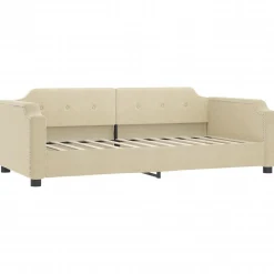 Łóżko kontynentalne z materacem kremowe do sypialni pokoju 80x200 cm,