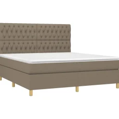 Łóżko kontynentalne z materacem taupe tkanina 180x200 cm